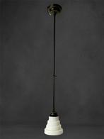 Lamp - Art deco stijl verstelbaar hanglamp - Glas, Messing, Antiek en Kunst