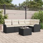 vidaXL Tuinbank Set met opslag 6 pcs Zwart poly rattan, Verzenden