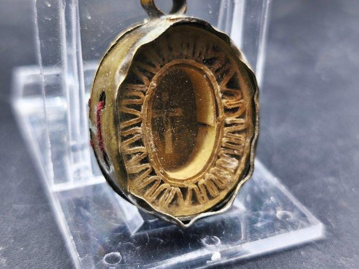 Reliekhouder - Metaal, Glas, Textiel - 1850-1900 - Santa, Antiek en Kunst, Kunst | Niet-Westerse kunst