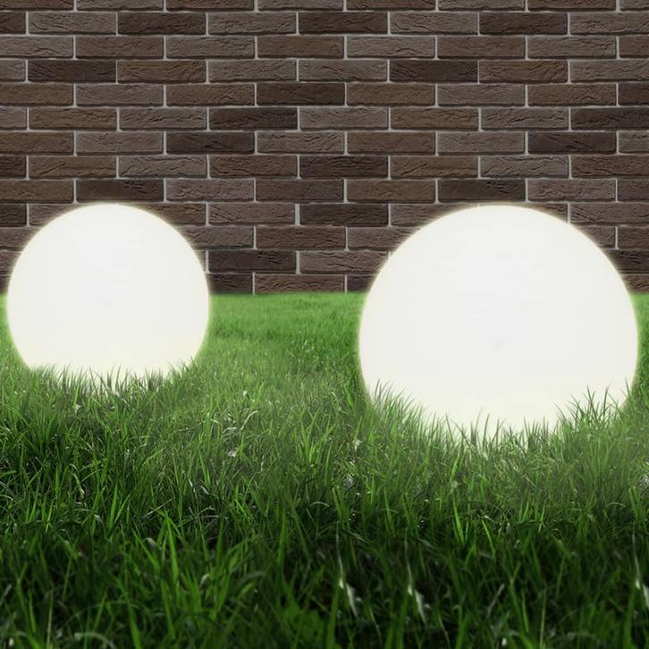 vidaXL LED-bollampen 2 st rond 40 cm PMMA, Tuin en Terras, Buitenverlichting, Nieuw, Verzenden