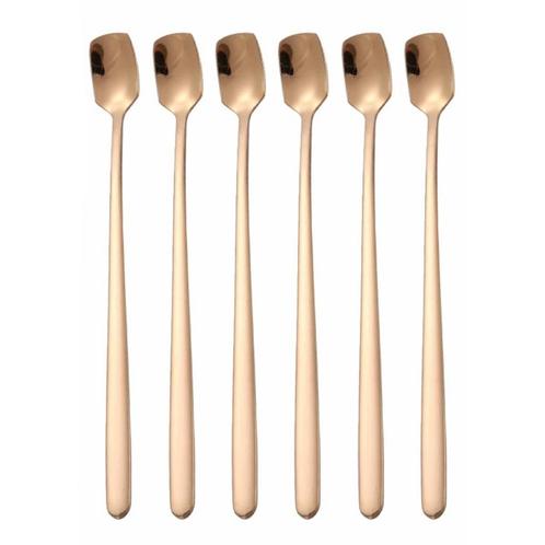 Fako Bijoux® - 6 Lange IJslepels - Vierkante Mini IJslepels, Huis en Inrichting, Keuken | Bestek, Verzenden