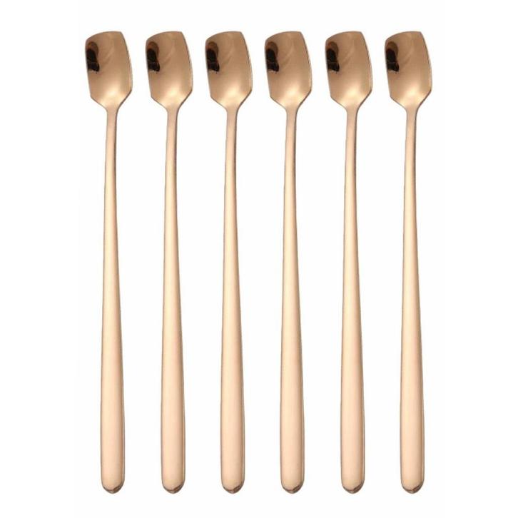 Fako Bijoux - 6 Lange IJslepels - Vierkante Mini IJslepels -, Huis en Inrichting, Keuken | Bestek, Verzenden