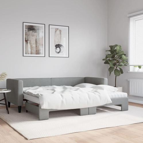 vidaXL Slaapbank onderschuifbed en matrassen 80x200 cm stof, Huis en Inrichting, Slaapkamer | Bedden, Nieuw, Verzenden