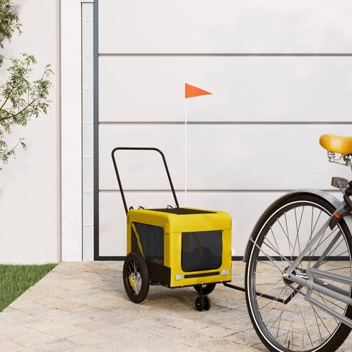 vidaXL Hondenfietstrailer oxford stof en ijzer geel en zwart, Dieren en Toebehoren, Overige Dieren-accessoires, Nieuw, Verzenden