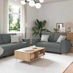 vidaXL Bankstel met kussen 3 pcs Grijs 220 x 78 x 84 cm Stof, Huis en Inrichting, Zetels | Zetels, Verzenden, Nieuw