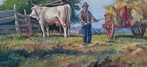 Giacomo Vaccaro (1953) - Contadini in Maremma, Antiek en Kunst, Kunst | Schilderijen | Klassiek