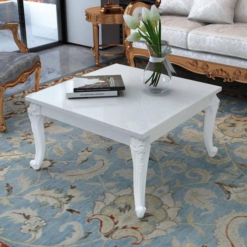 vidaXL Table basse 80x80x42 cm Blanc brillant, Maison & Meubles, Tables | Tables de salon, Neuf, Envoi