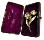 Broche - 9 kt. Geel goud, Vintage parel bloem broche