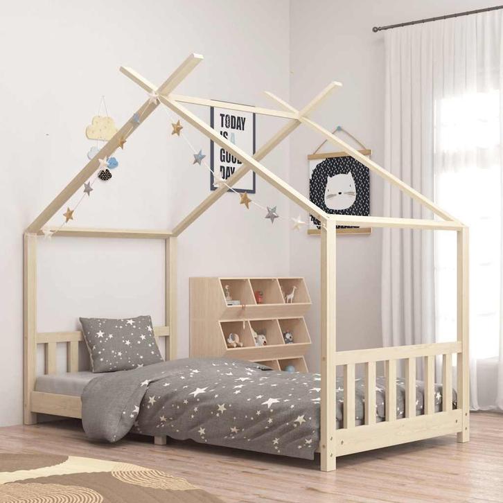 vidaXL Kinderbedframe massief grenenhout 90x200 cm, Kinderen en Baby's, Kinderkamer | Bedden, Nieuw, Verzenden