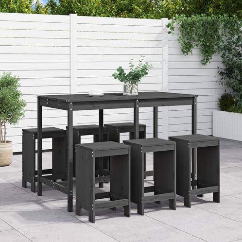 vidaXL 7-delige Tuinbarset massief grenenhout grijs, Tuin en Terras, Tuinsets en Loungesets, Nieuw, Verzenden