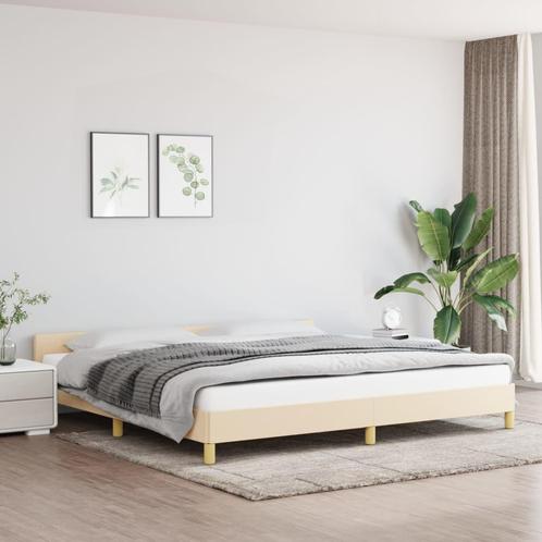 vidaXL Cadre de lit avec tête de lit Crème 200 x 200 cm, Maison & Meubles, Chambre à coucher | Lits, Neuf, Envoi