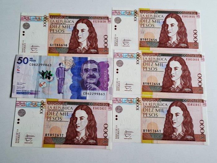 Colombia. - 5 x 10 000, 50 000 - 2014/2020 (Zonder, Timbres & Monnaies, Billets de banque | Europe | Billets non-euro