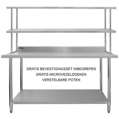 Keukenwerktafel met een dubbel bovenschap - 180 cm, Articles professionnels, Horeca | Équipement de cuisine, Envoi