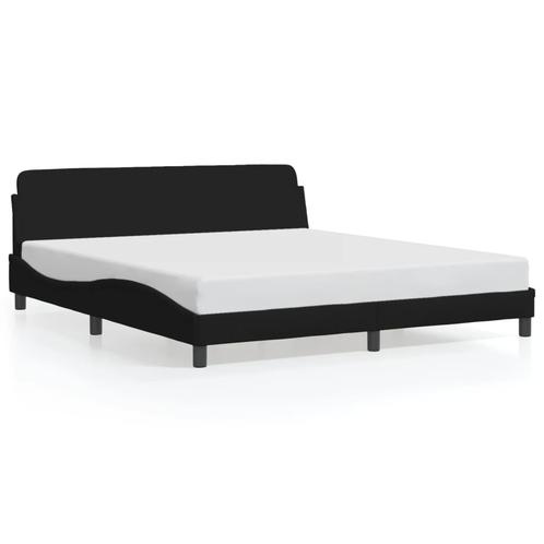 vidaXL Cadre de lit avec tête de lit Noir 160x200 cm, Maison & Meubles, Chambre à coucher | Lits, Neuf, Envoi