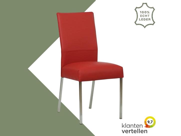 Leren eetkamerstoel Real - Toledo Ducati (rood) - Poten, Huis en Inrichting, Stoelen, Rood, Eén, Nieuw, Leer, Ophalen of Verzenden