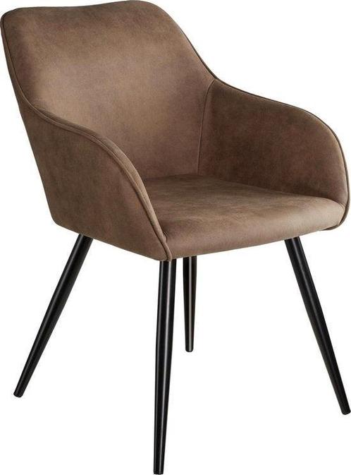 Tweedekans | tectake® - Stoel Marilyn stof bruin / zwart, Huis en Inrichting, Stoelen, Ophalen of Verzenden