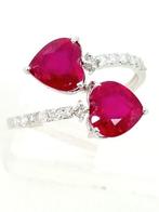 Ring - 18 karaat Witgoud Robijn - Diamant, Nieuw