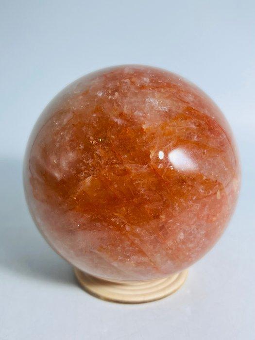 Fire Quarz - AAA+ kwaliteit - Ø 97 mm - Rood op wit, Verzamelen, Mineralen en Fossielen