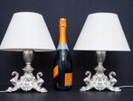 Tafellamp (2) - Set antieke Europese zilveren tafellampen —