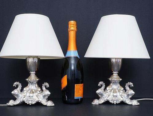 Tafellamp (2) - Set antieke Europese zilveren tafellampen —, Antiek en Kunst, Antiek | Zilver en Goud