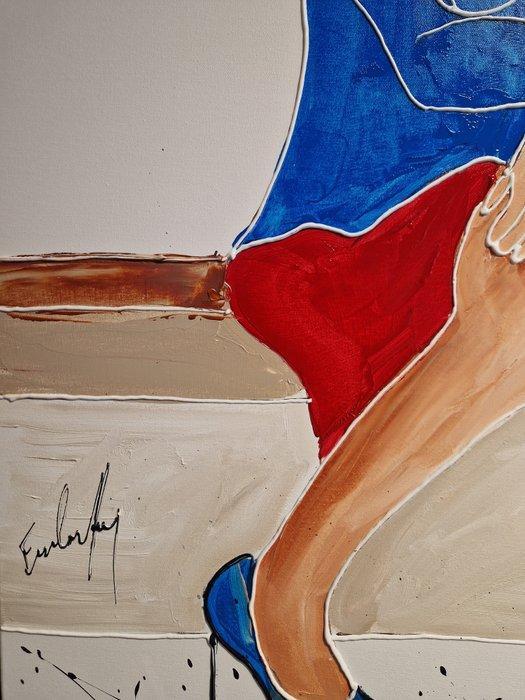 Henry Escobar - LE VERRE DE ROUGE (attention sur fond blanc, Antiek en Kunst, Kunst | Designobjecten