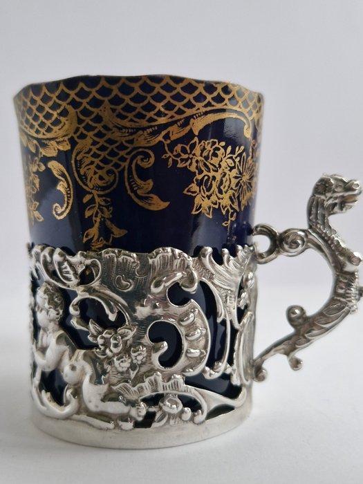 Tasse et soucoupe - Porcelaine fine - argent sterling - Fin, Antiquités & Art, Antiquités | Argent & Or
