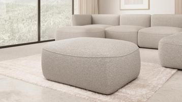 Poef beige teddystof 90x70x44 cm | Modern, Verzenden, Nieuw