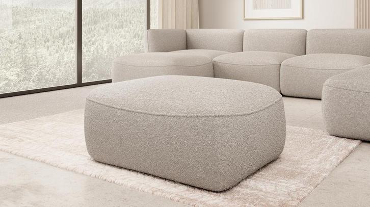 Poef beige teddystof 90x70x44 cm | Modern, Huis en Inrichting, Zitzakken, Nieuw, Verzenden