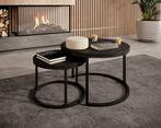 Meubella | salontafel zwart mat set van 2 industrieel, 50 tot 100 cm, Minder dan 50 cm, Nieuw, Verzenden