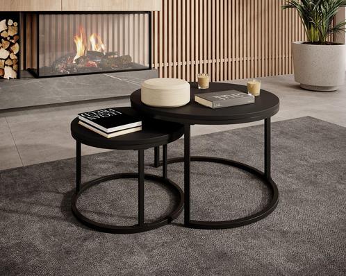 Meubella | salontafel zwart mat set van 2 industrieel, Maison & Meubles, Tables | Tables de salon, Envoi