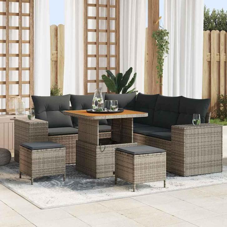 vidaXL Tuinbank Set met kussen met opslag met kussen 8 pcs, Tuin en Terras, Tuinsets en Loungesets, Nieuw, Verzenden