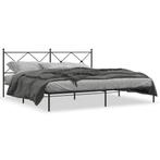 vidaXL Cadre de lit métal avec tête de lit noir 200x200, Verzenden