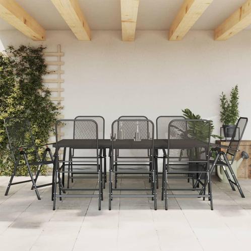 vidaXL 9-delige Tuinset metaalgaas antracietkleurig, Tuin en Terras, Tuinsets en Loungesets, Tuinset, Nieuw, Verzenden