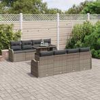 vidaXL Tuinbank Set met kussen 7 pcs Grijs poly rattan, Tuin en Terras, Verzenden, Nieuw