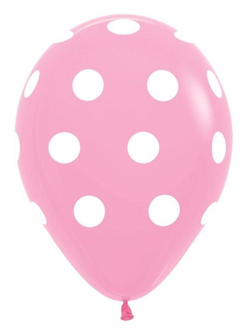 Ballonnen Polka Dots Pink 30cm 25st, Hobby en Vrije tijd, Feestartikelen, Nieuw, Verzenden