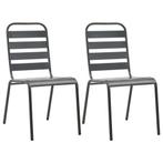 vidaXL Tuinstoelen stapelbaar 2 st staal grijs, Tuin en Terras, Verzenden, Nieuw