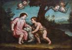 Scuola Spagnola (XVIII) - Gesù Bambino con San Giovannino e, Antiek en Kunst