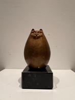 Sculpture, Rzeba Fat cat brzowy - 15 cm - Bronze patiné, Antiquités & Art
