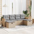 vidaXL 6-delige Loungeset met kussens poly rattan beige, Verzenden, Loungeset