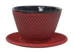 Teacup 12cl + round plate Arare, Japanese red, Hobby en Vrije tijd