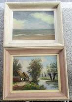 Belgische school - Landschap met beek en Zeezicht