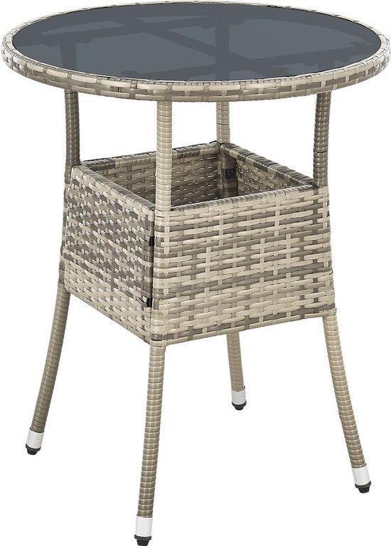 2dekans | Juskys Polyrotan Tuintafel / Bijzettafel /, Tuin en Terras, Tuinsets en Loungesets, Ophalen of Verzenden