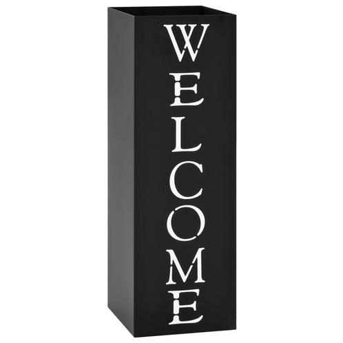 vidaXL Parapluhouder Welcome staal zwart, Huis en Inrichting, Woonaccessoires | Paraplubakken, Nieuw, Verzenden