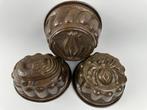 Set Of Three Antique Copper - Baking Moulds - Gugelhupf -