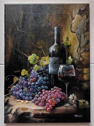 Alexander Nakonechnyi (XX-XXI) - Natura morta con vino