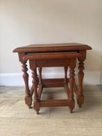 Bijzettafel - Hout, Glazuur - Twee vintage bijzettafels