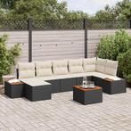 vidaXL Tuinbank Set met kussen 8 pcs Zwart en Crème, Tuin en Terras, Verzenden, Nieuw