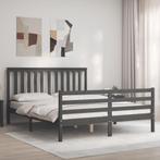 vidaXL Cadre de lit avec tête de lit gris 160x200 cm, Neuf, Verzenden