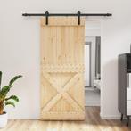 vidaXL Schuifdeur met beslag 90x210 cm massief grenenhout, Doe-het-zelf en Bouw, Deuren en Vliegenramen, Verzenden, Nieuw