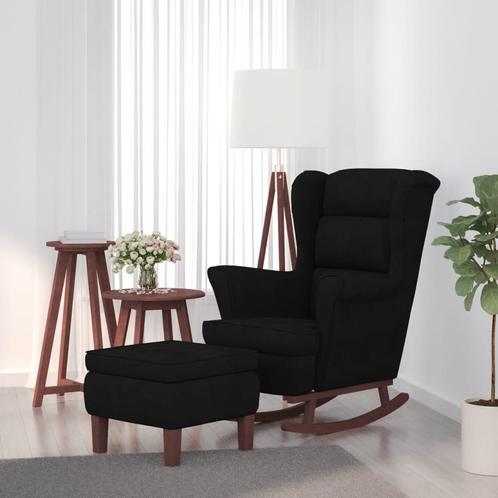 vidaXL Schommelstoel met houten poten en voetenbank fluweel, Huis en Inrichting, Stoelen, Nieuw, Verzenden